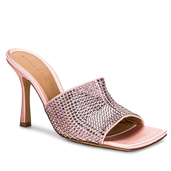 Bottega Veneta Camellia Stretch Sandal In Pink Satin Sparkle